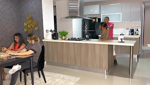 Sexy brunette hair with her ass and tits