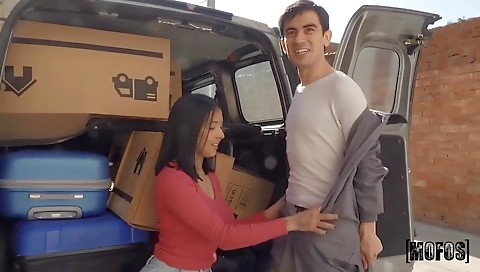 Slutty chick with huge natural tits fucked