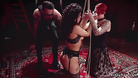 Sexy blonde gets her tight pussy by a